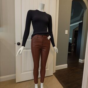 Sam Edelman Stiletto High-Rise Skinny Jeans Cinnamon Terracotta Sheen
